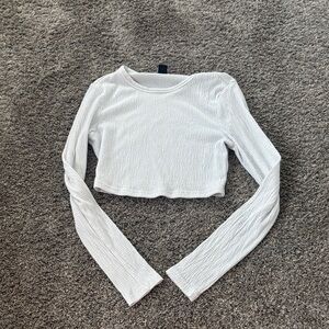 White Long Sleeve Crop Top